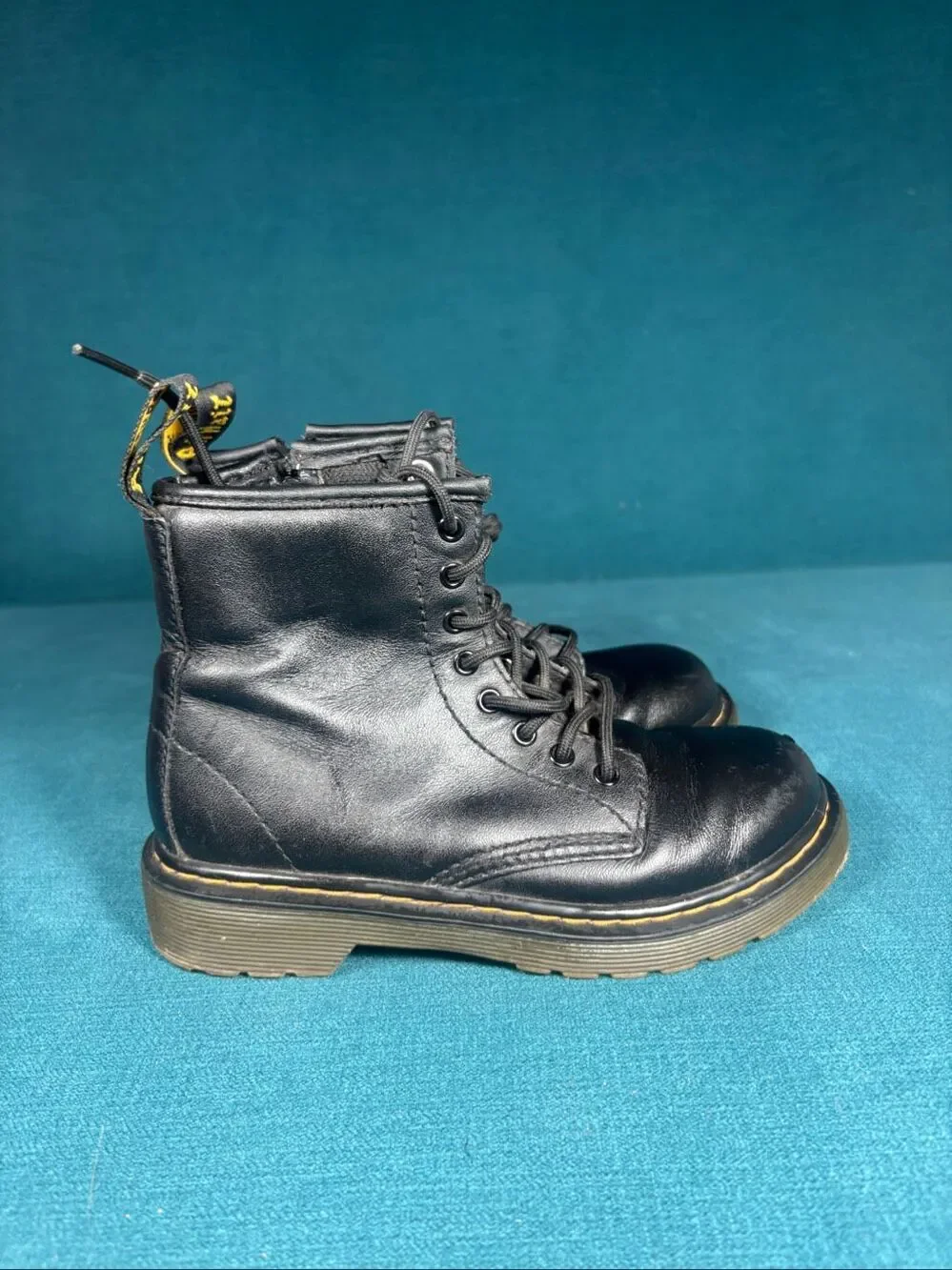 Dr. Martens 1460 J Youth Size 13 US Black Soft Leather Side Zip Lace Up Boots AW